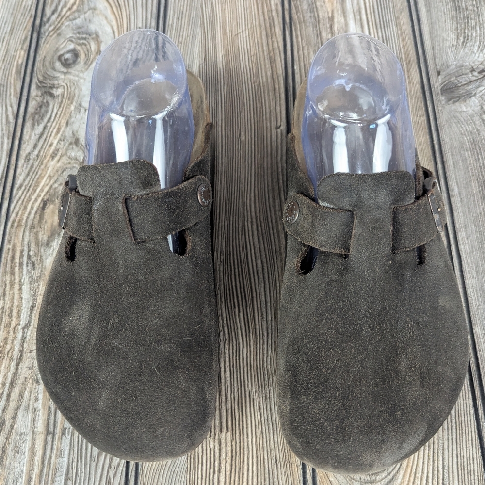 Birkenstock Boston Mocha Suede Mules Size 38